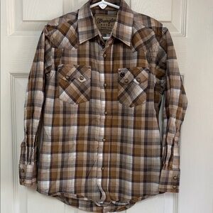 Wrangler Tan and Brown Plaid Shirt